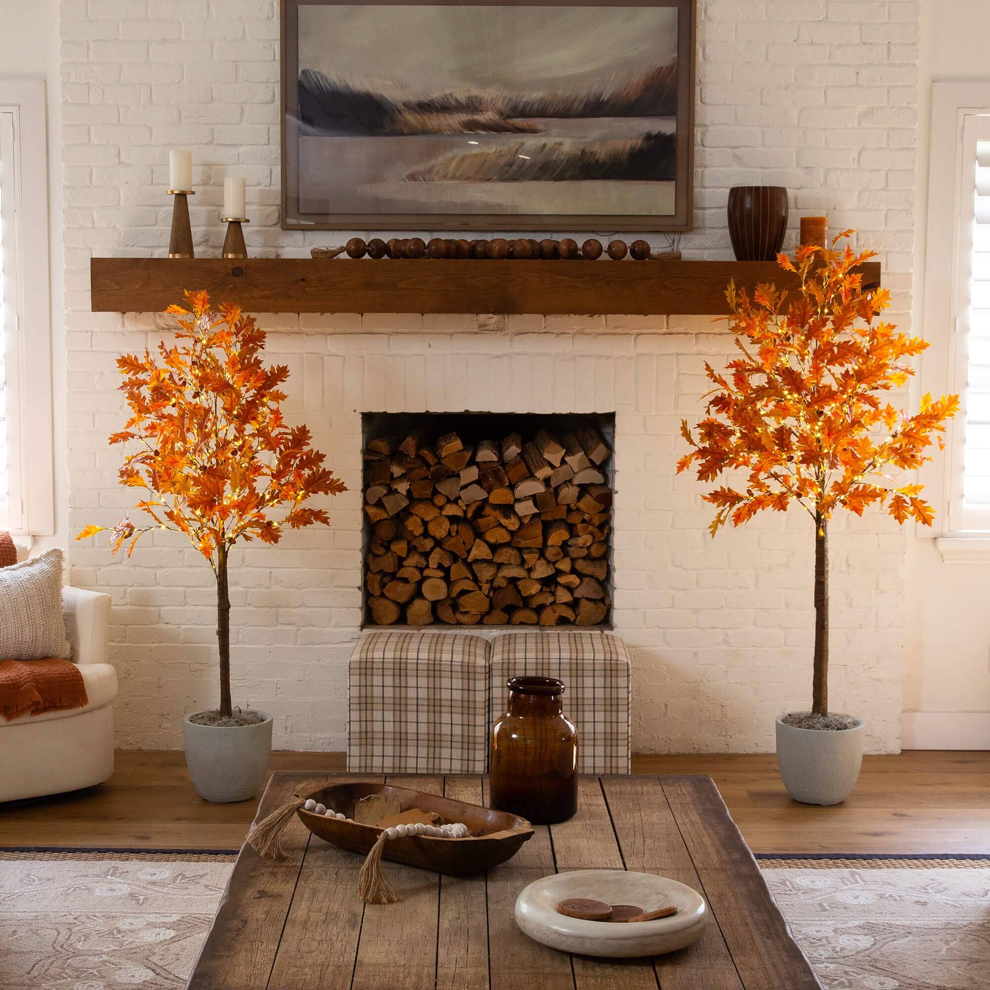 6ft. Pre-Lit Burnt Orange Autumn Maple Artificial Fall Tree with 300 Warm White LED Lights
